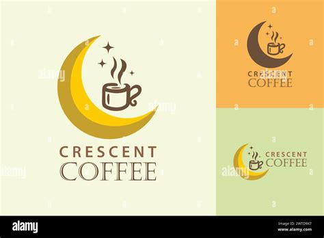 Crescent Coffee Company Logo With A Cup And A Crescent Moon Stock