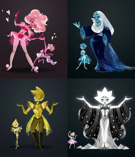 Pink Blue Yellow And White Diamondpearl Steven Universe Art