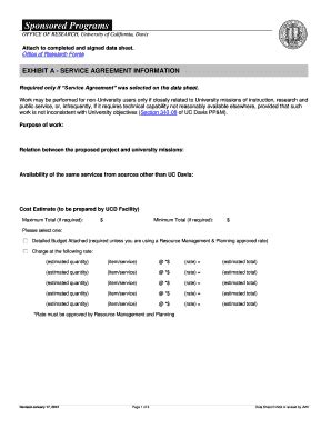 Fillable Online Research Ucdavis Exhibit A Service Agreement