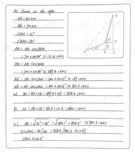 Solved An Aircraft Flies 400 Km From A Point O On A Bearing Of 025