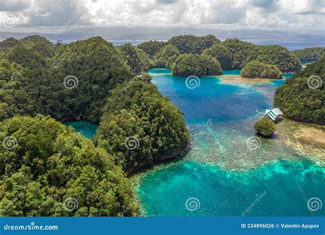 Pianemo Islands Blue Lagoon With Green Karst Limestone Rocks Raja