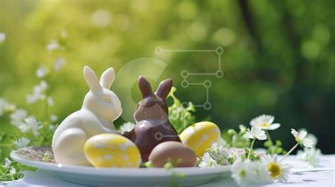 Easter Chocolate Bunnies and Decorations stock photo | Creative Fabrica