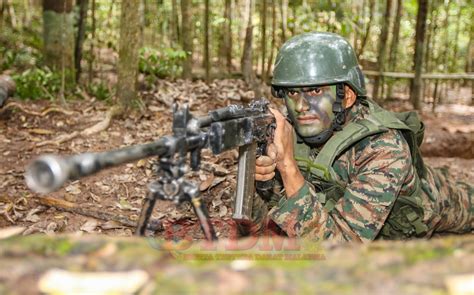 Indian Army troopers with INSAS Light Machine Gun during Harimau Shakti ...