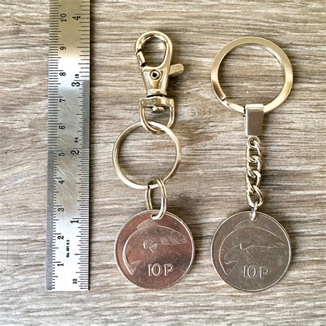 Irish Ten Pence Coin Keyring Keychain Or Clip Or