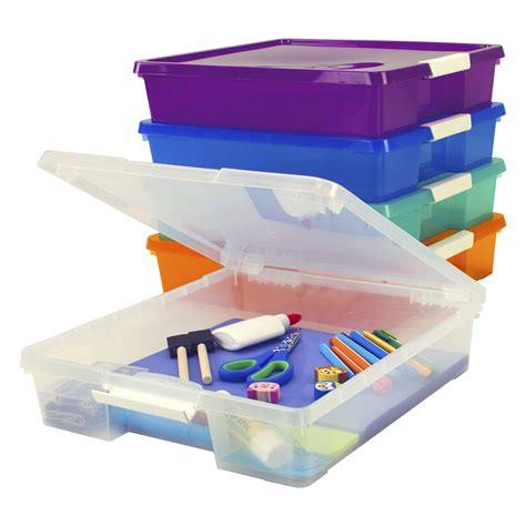 Storex Classroom Craft Project Box Stacking Plastic Organizer Fits