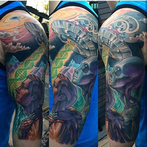 Alien Full Color Sleeve - Remington Tattoo Parlor