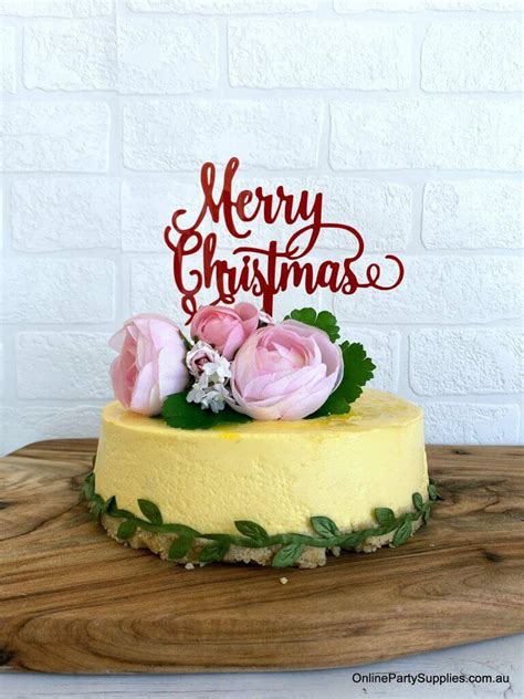 Acrylic Red Classic Merry Christmas Cake Topper Online Party Supplies