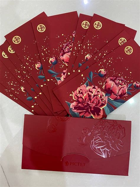 Pictet Chinese New Year Ang Bao Red Packet Flower Hobbies Toys