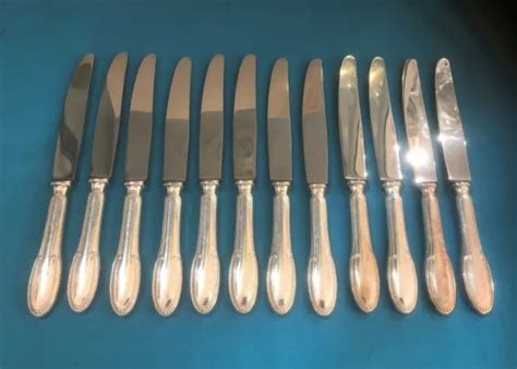 Table Knives Ercuis Model Godrons Silver Metal Covered Cm