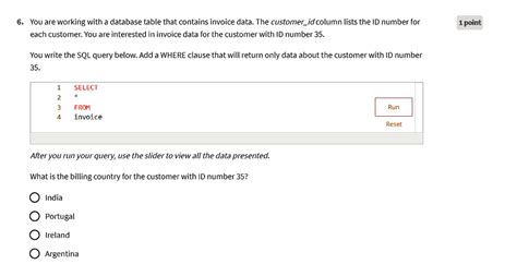 You Are Working With A Database Table That Contains Invoice Data The