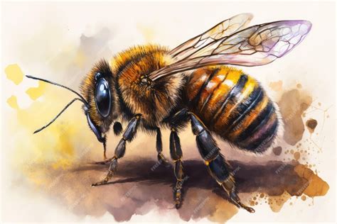 Premium Photo Honey Bee Watercolor Painting Handdrawn Style