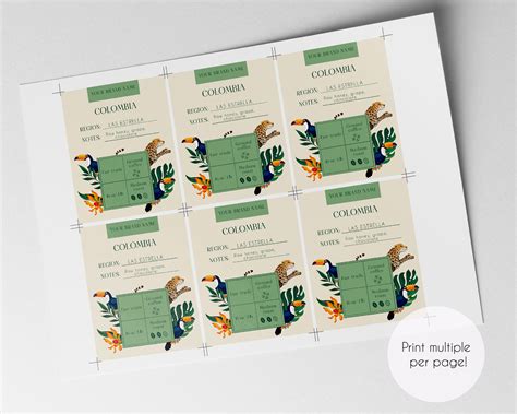 Printable Coffee Bag Label Template, Editable Coffee Bag Label Template ...