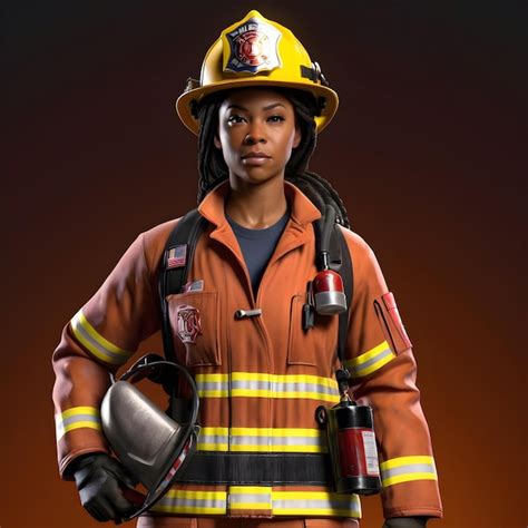 Premium Photo Attractive African American Woman Firefighter