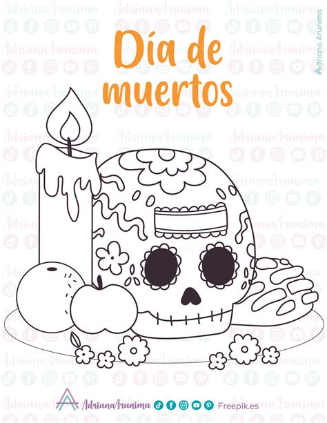 Dibujos Para Colorear De DÍa De Muertos Y Halloween Para Niños Maestros De Preescolar Y Primaria