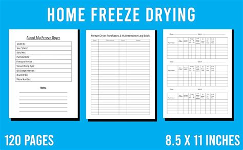 Home Freeze Drying Log Book Food Batch Schedules Freeze Dryer Food