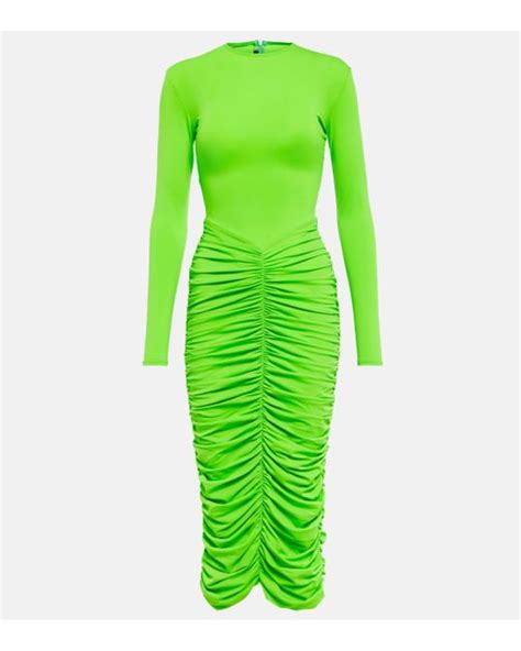 Alex Perry Presley Ruched Midi Dress In Green Lyst Uk