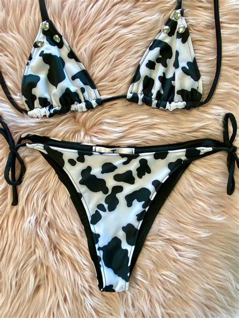 Cow Print Bikini Bottom Etsy