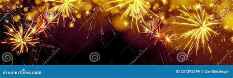 Fireworks Background Banner Panorama Colorful Festive Firework With