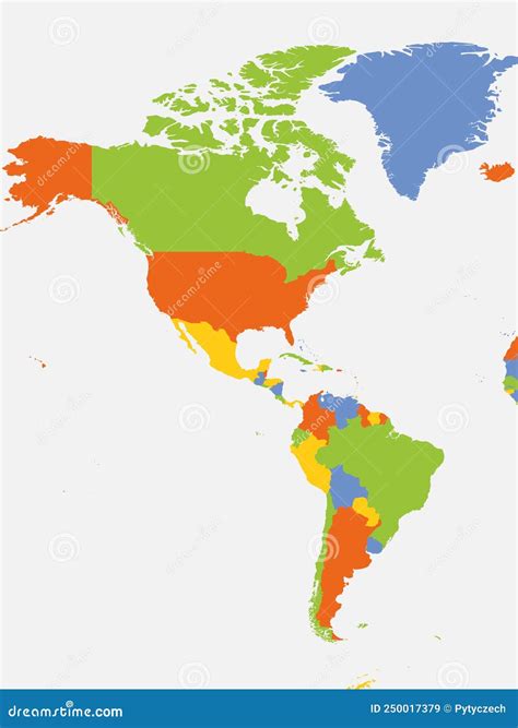 北美洲和南美洲政治地图 向量例证. 插画 包括有 拉丁语, 国界的, 详细, 政治, 海运, 桃子, 结算 - 250017379