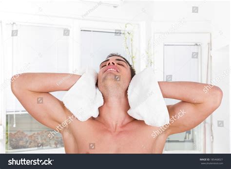 Handsome Guy Naked Chest Drying Hair Stock Photo Shutterstock