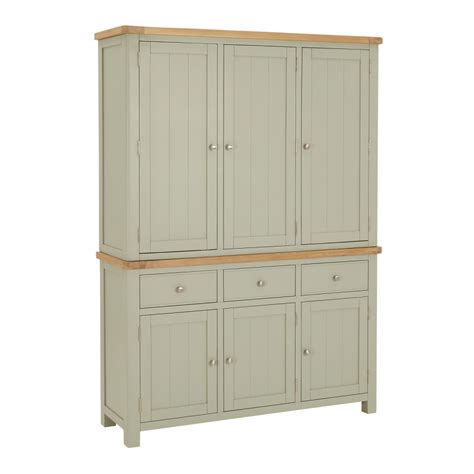 Marbury Sage Green Painted Triple Kitchen Larder Pantry Cupboard The