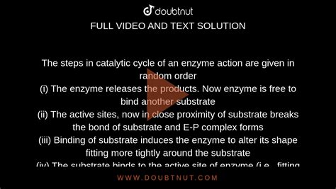 The Steps In Catalytic Cycle Of An Enzyme Action Are Given In Random O