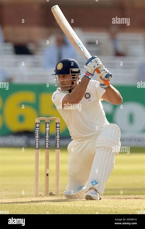 Indiia's MS Dhoni bats during day three of the second test at Lord's ...