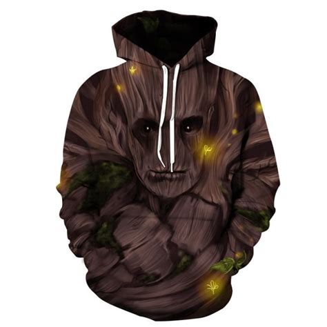 Sweats à Capuche Imprimés En 3dfurious Groot Sweat à Capuche Blanc