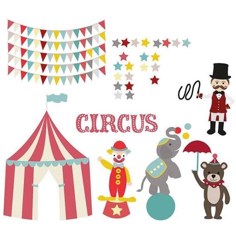 Childrens Circus Wall Sticker Set In 2021 Contemporary Wall Stickers