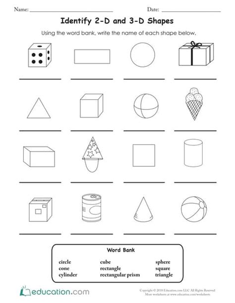 3d And 2d Shapes Identification Worksheets Maths Ks2 Worksheets Library