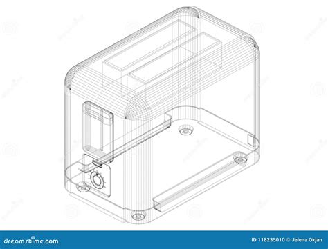 Classic Toaster Architect Blueprint Isolated Stock Illustration