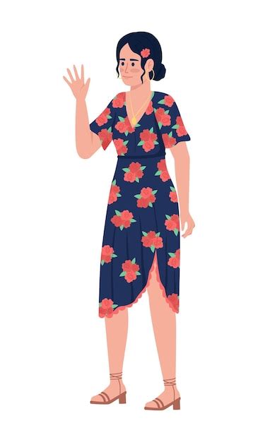 Premium Vector Beautiful Woman Waving Hand Semi Flat Color Vector