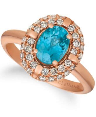 Le Vian Blue Zircon 1 1 4 Ct T W And Nude Diamonds 5 8 Ct T W Ring Set In 14k Rose Gold