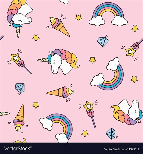 Unicorn Rainbow And Magic Wand Pastel Colors Vector Image