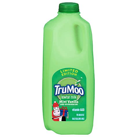 TruMoo Milk Lowfat Mint Vanilla 1 Milkfat 0 5 Gal Milk Ingles