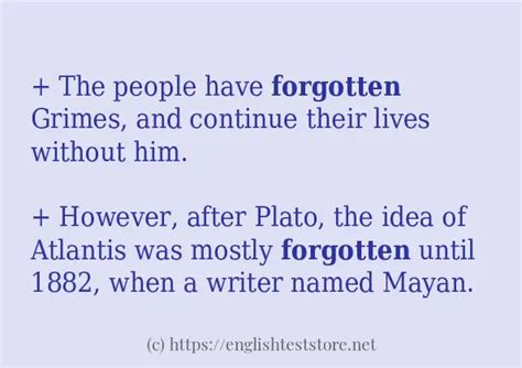 Forgotten Example In Sentences Englishteststore Blog