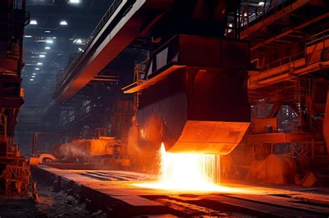 Red Hot Steel In Steelworks Premium AI Generated Image