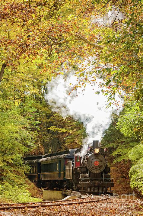 Steam Train With Autumn Foliage Landscape Wall Art Prints Digital Art