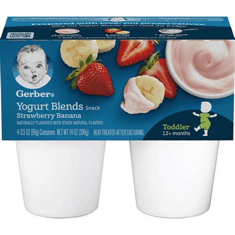 Pack Of 4 Gerber Yogurt Blends Strawberry Banana Snack 3 5 Oz Cups