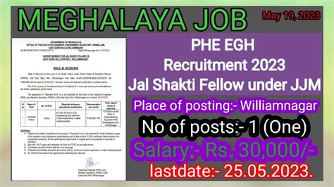 PHE EGH Recruitment 2023 Jal Shakti Fellow Under JJM Jobsiconetc