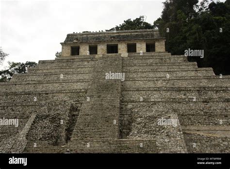 Palenque, Mexico, Archeological ruins, Temple of Inscriptions Stock ...