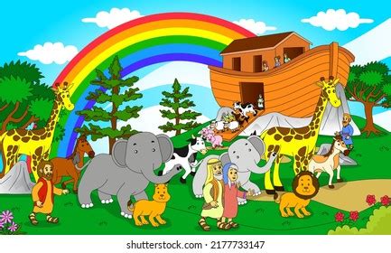 23 Noah's Ark Rainbow Cartoon Images, Stock Photos, and Vectors ...