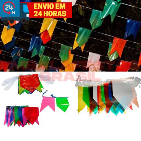 Bandeirinha Plastica Festa Junina 10 Mts Bandeira Enfeite Colorido São