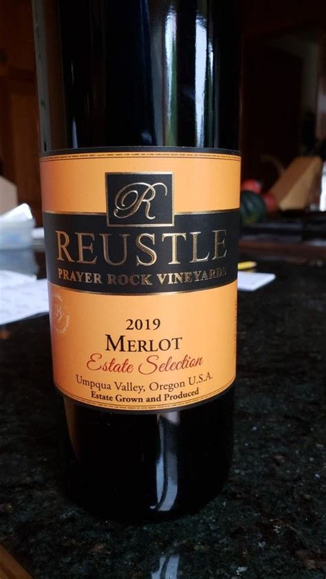 Reustle Merlot Estate Selection Prayer Rock Vineyards Usa Oregon