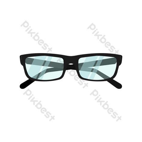 Eye Glasses With Black Frame In Flat Style PNG Images | AI Free ...