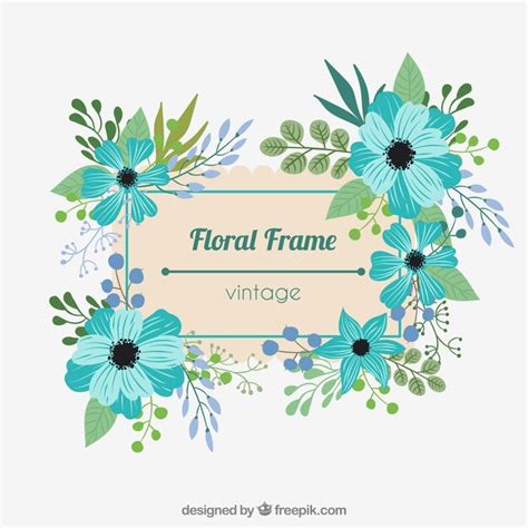 Cadre Floral Avec Des Fleurs Bleues Vecteur Gratuite