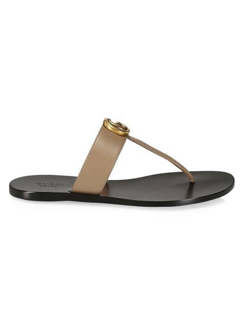 Gucci Marmont Leather Thong Sandals With Double G Lyst