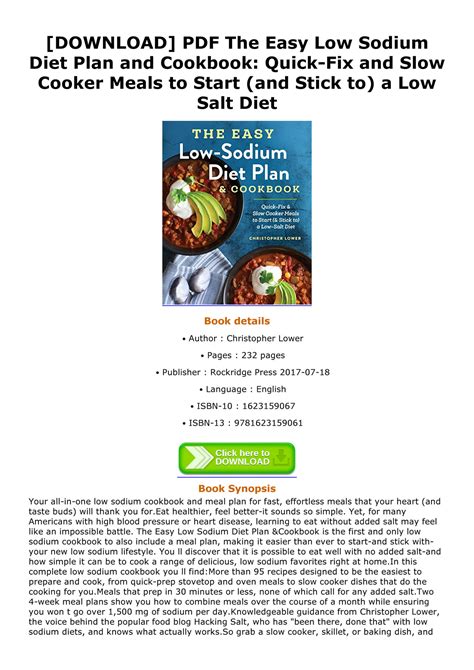 Fernando Download Pdf The Easy Low Sodium Diet Plan And Cookbook