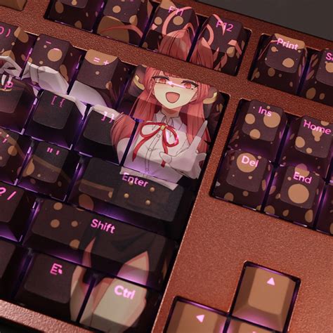 Rikuhachima Aru Blue Archive Keycaps Set Backlit Brown Pbt Keysium