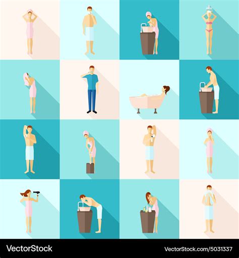 Personal Hygiene Flat Icons Set Royalty Free Vector Image